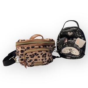 Betsy Johnson Mini Puppy Backpack And Leopard Print Lunch Tote Bundle